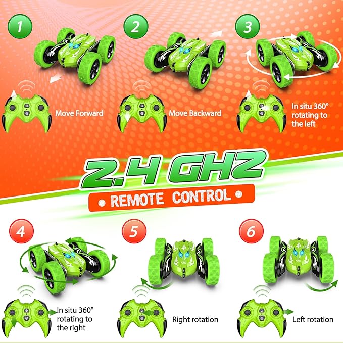 Remote Control Car 4WD 2.4GHz Fast RC Cars with Wheel Lights Toys for Age 3-12 Birthday Gifts Christmas Toys for 3-12 Year Olds Type-C Charging Rechargeable