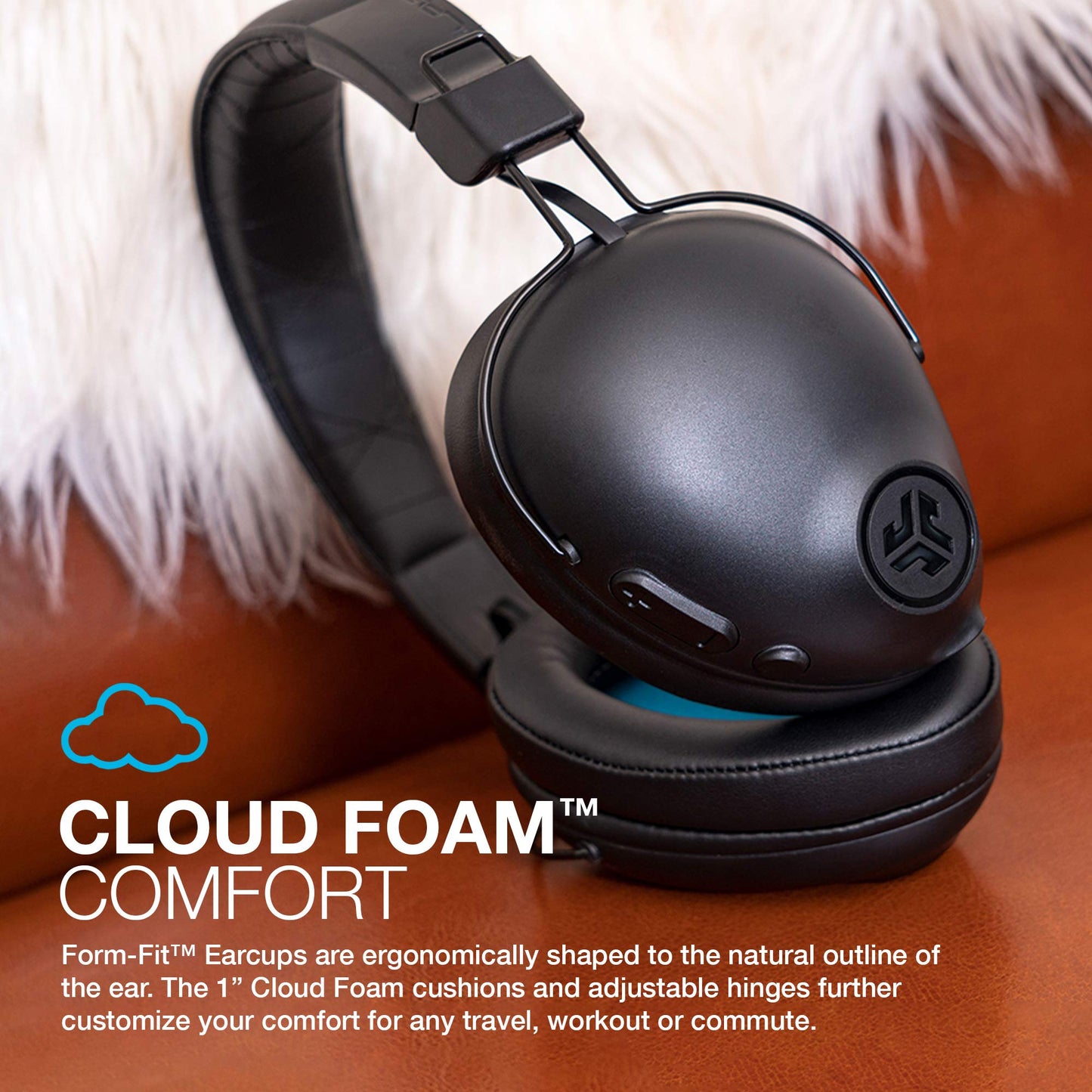 JLab Studio Pro Wireless Over-Ear Headphones, Black, 50+ Hour Bluetooth 5 Playtime, EQ3 Sound, Ultra-Plush Faux Leather & Cloud Foam Cushions, Track and Volume Controls