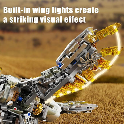 Mechanical Eagle Building Set with Light Compatible with Lego for Adult Rotatable Eagle Building Blocks Gift for Girls Boys Teens Age 12+ (1168 PCS)
