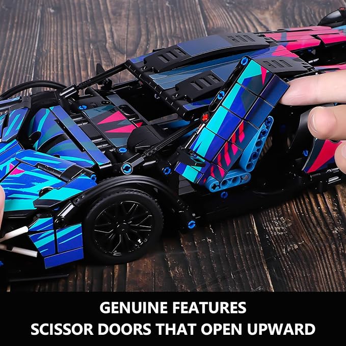 PIKARO Sports Race Car Building Blocks Set for Boys &amp Adults - 1:14 MOC Toys Car Building Kit Racing Car Model Kits as Birthday Gifts for Kids and Boys Age 8-12 8-14