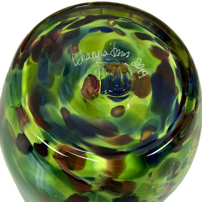 Totally Blown Glassworks Votive Candle Holder, Tea-Light, Handmade Blown Glass, Accent Vase, Centerpiece, Home Decor, Artist Dehanna Jones, Seattle, WA. (Green MM Enchanted Forest)