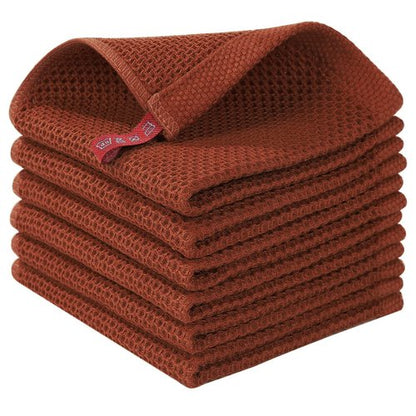 Homaxy 100% Cotton Waffle Weave Kitchen Dish Cloths, Ultra Soft Absorbent Quick Drying Dish Towels, 12 x 12 Inches, 6-Pack, Rust