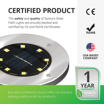 Sunco 12 Pack Solar Lights Outdoor Garden LED, Waterproof Landscape Pathway Light Fixture, Dusk to Dawn, Yard Patio Ground Lights, Deck, Cross Spike Stake, 7000K Diamond White.