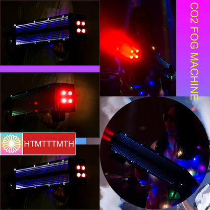 HTMTTTMTH Stage LED CO2 Jet Machine Handheld Stage Effect Smoke Machine CO2 Fog Machine with RGB Lights Cannon for Nightclub Wedding Party Dj Concert Live Party Stage Special Effect