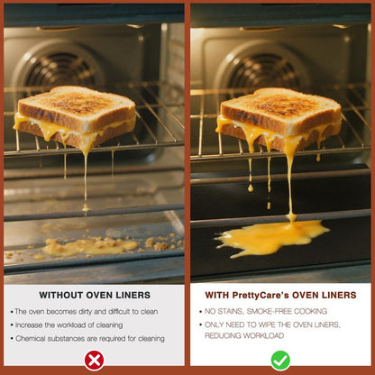 PrettyCare Oven Liners for Bottom of Oven - 3 Pack Large Heavy Duty Mats, 16.25”x23” Non-Stick Reusable Liner for Electric, Gas, Toasters, Grills - BPA & PFOA Free Kitchen Accessory to Keep It Clean