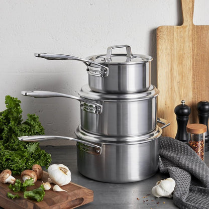 Demeyere Essential 5-ply, 18/10 Stainless Steel, Stay Cool Handle, Oven Safe, Compatible with all Cooktops, Perfect Pour Edge, 1.5-qt Saucepan with Perfect Fit Lid