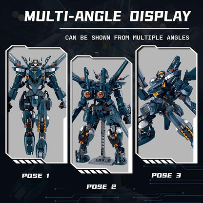 Mech Robot Transforming Building Blocks Set for Adults Blue City Protector Mecha Model Action Figures Cool Creative Robots STEM Toys Gift for Teens Boys 569 Pieces