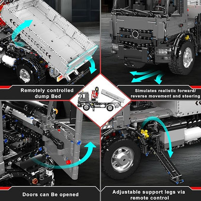 Mould King 19016 Tow Truck Building Set APP/Remote Control Truck Mounted Crane Model Kit Drive Transport Vehicle Construction Toy Display Kit Collectible Gift for Adult Teens(3767 Psc)