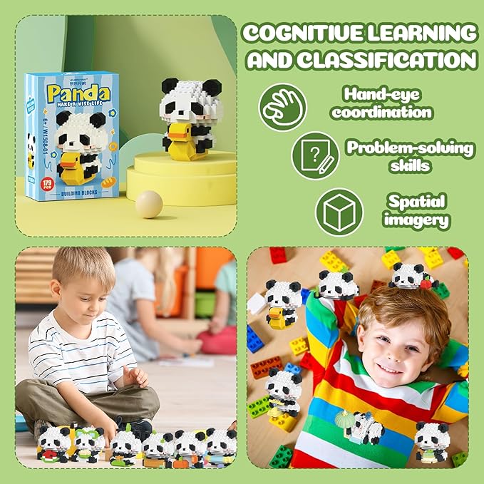 Animals Building Block SetsMicro Mini Animals Party Favors for Kids Birthday Gift for Boy Girl12 Pack Pandas