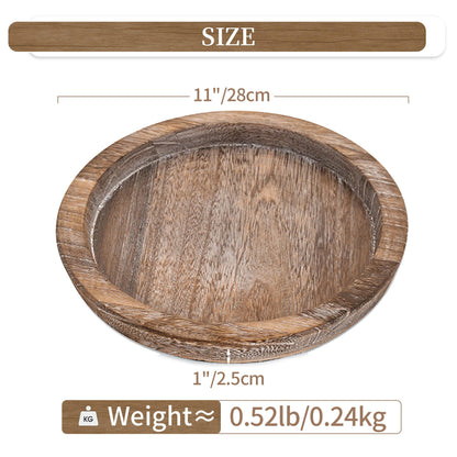 Hanobe Candle Plate Holder Tray: Round Wooden Decorative Candle Plate Small Farmhouse Table Centerpiece Rustic Wood Tealight Pillar Trays for Christmas Wedding Halloween Home Decor
