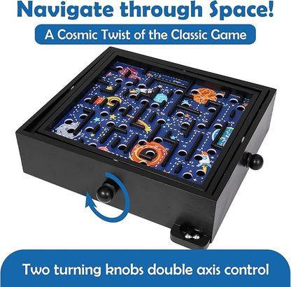 'STERLING Games Wooden Labyrinth Space Shuttle Theme Tilt Maze Game with Marble Ball and 60 Waypoints for 6 Years Up 13.5 x 13 Board