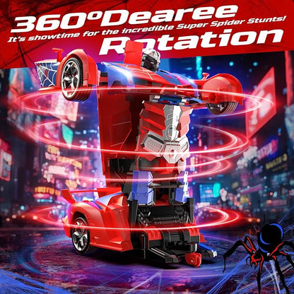 DEERC Spider RC Car Transform Robot 2.4GHz Remote Control Spider Cars for Kids 1:18 Scale Toy Car W/One-Key Transformation 360° Rotation Auto Mode Rechargeable Battery Robot for Man Boys