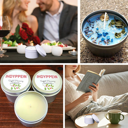 IHDYPPEW 48 Piece 4 oz White Candle Tins with Lids, Candle Tin Cans, Empty Candle Jars for Making Candles, Party Favors, Spices, Jewelry, Cosmetics