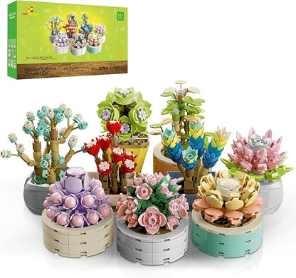 JMBricklayer Flowers Succulents Botanical Valentines Building Sets Plants Office Home Decor Succulents Bonsai Building Toys Creative Flowers Building Project for Adults Gifts Ideas for Girls Women