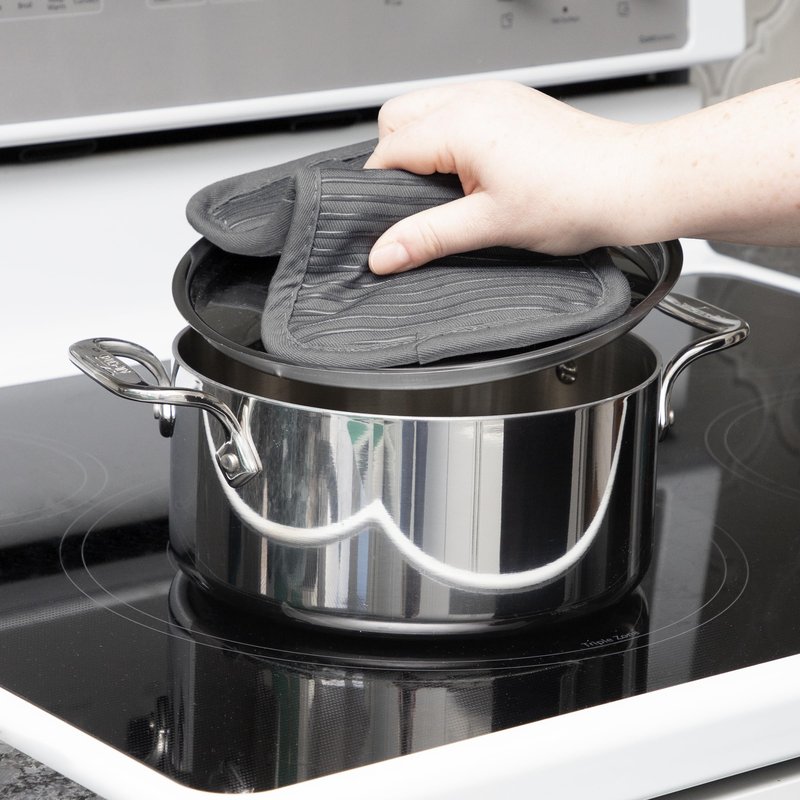 All-Clad Premium Pot Holder & Hot Pad: Heat Resistant to 500 Degrees - 100% Cotton, 10"x6.25" Hot Pad for Kitchen and Barbeque, 4-Pack, Pewter