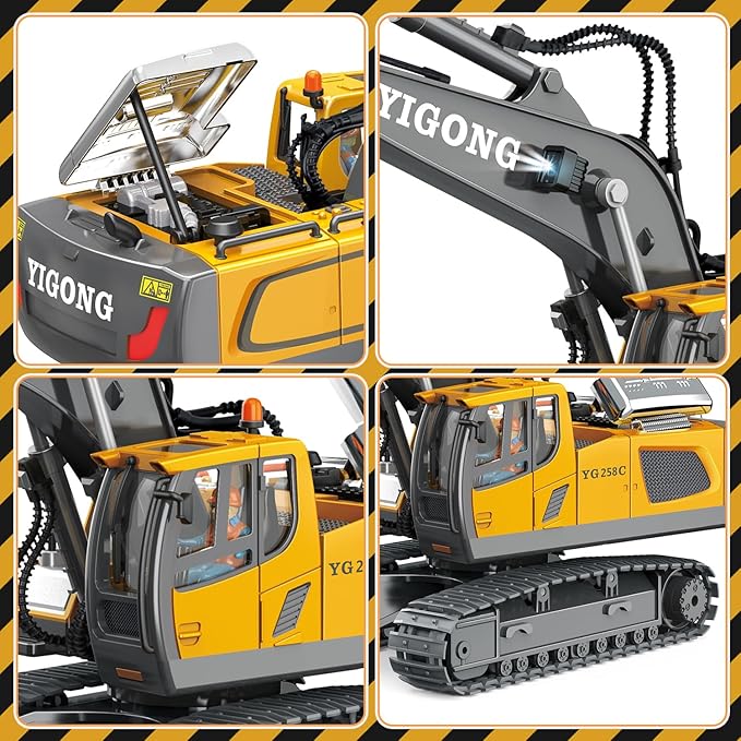Remote Control Bulldozer - 11 Channel RC Dozer Front Loader Toy with Light and Sound - 1/24 Full Construction Vehicle Toys for Kids Age 6 7 8 9 10 and Up Years Old