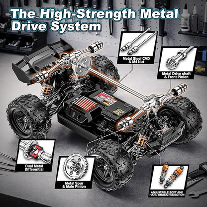RC Cars 1:18 4WD High Speed Off-Road RC Truck 40 KM/H Remote Control Car with Waterproof ESC 2 Rechargeable 7.4V 1300mAh Batteries Dual Body Shells for Adults &amp Kids Great Gifts for Outdoor F