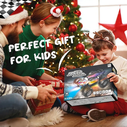 Remote Control Car 2WD Off-Road Rc Truck 20 KM/H All-Terrain RC Cars with Headlights &amp Body Lights 2.4GHz 2 Batteries Remote Control Car for Boys 4-7 8-12 Gift Toys for Boys Girls