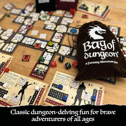 Bag of Dungeon–Fantasy Adventure Board Game for Families &amp RPG Fans | 1–4 Players Ages 7+ | Classic Dungeon Crawler | Portable Tabletop RPG with Endless Replayability