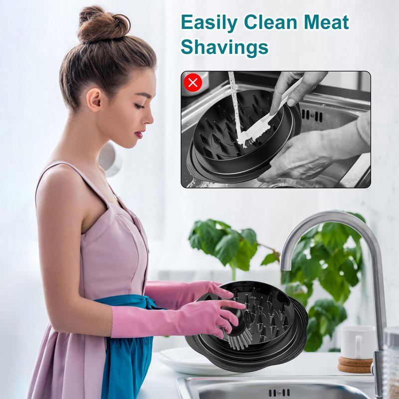 Mini Dish Brush for Cleaning Chicken Shredder, Palm Brush Dish Scrubber with Ergonomic Grip, Kitchen Brush for Washing Dishes, Pans, Pots, Sink (1, Black)
