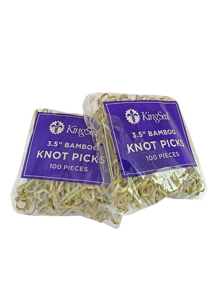 200 Count | KingSeal Bamboo Wood Flower Knot Picks, Skewers, 3.5 Inches, Perfect for Cocktails and Appetizers - 2 Packs of 100 Count