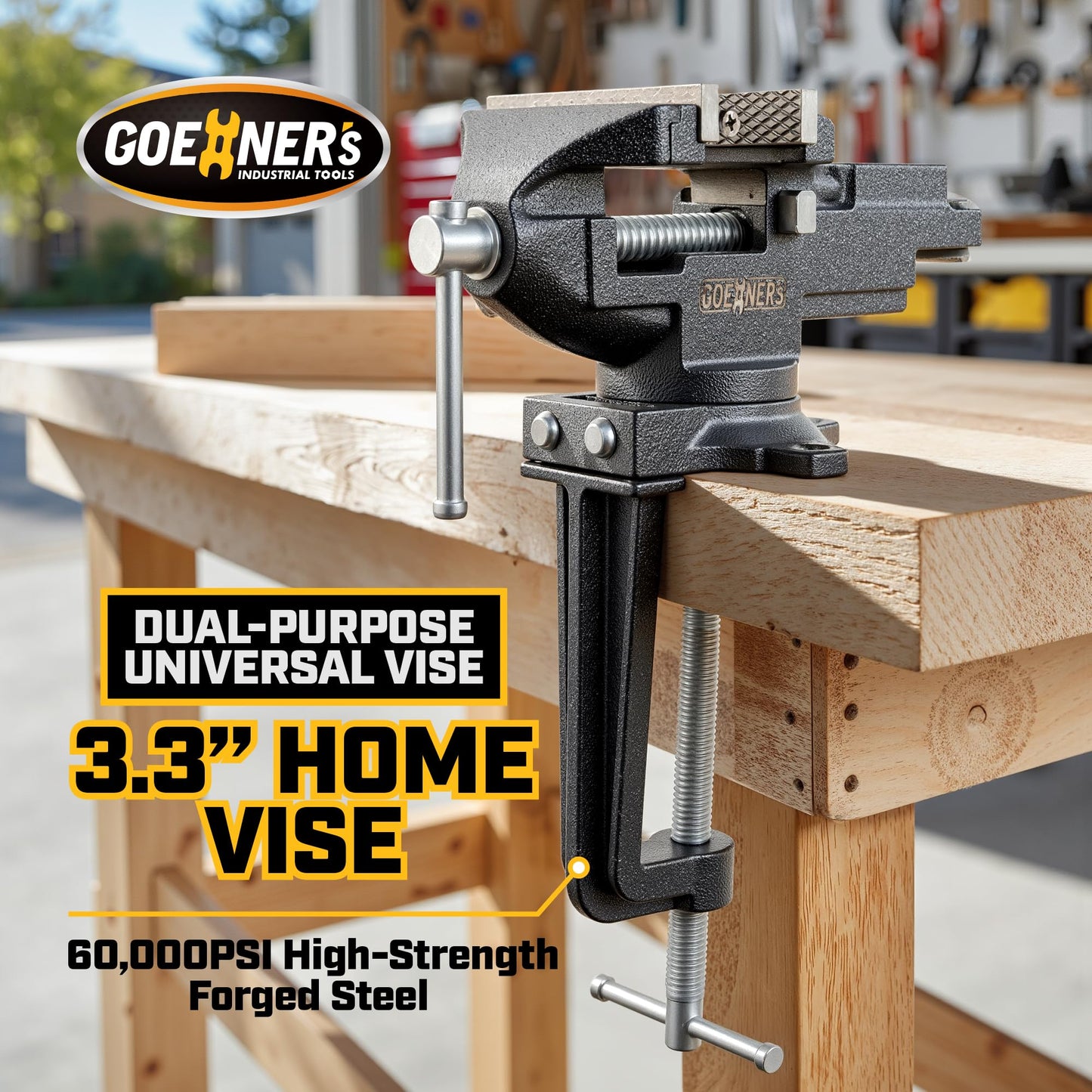 [Upgraded Version] Multi-Purpose Bench Vise 3.3", Table Vice For Workbench, Universal Clamping Vise With Heavy Duty Cast Iron, Multi-Jaw, Swivel Base, Easy Adjustment for Woodworking (3.3 Inch)