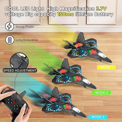 RC Plane Remote Control Airplane Toy 2025 New Remote Control Plane Fighter Jet 2-Way Remote Control Methods (Normal+Watch) 360° Flip Fighter Jet Toy Gravity Sensing Stunt Roll Gifts for Kids Boys