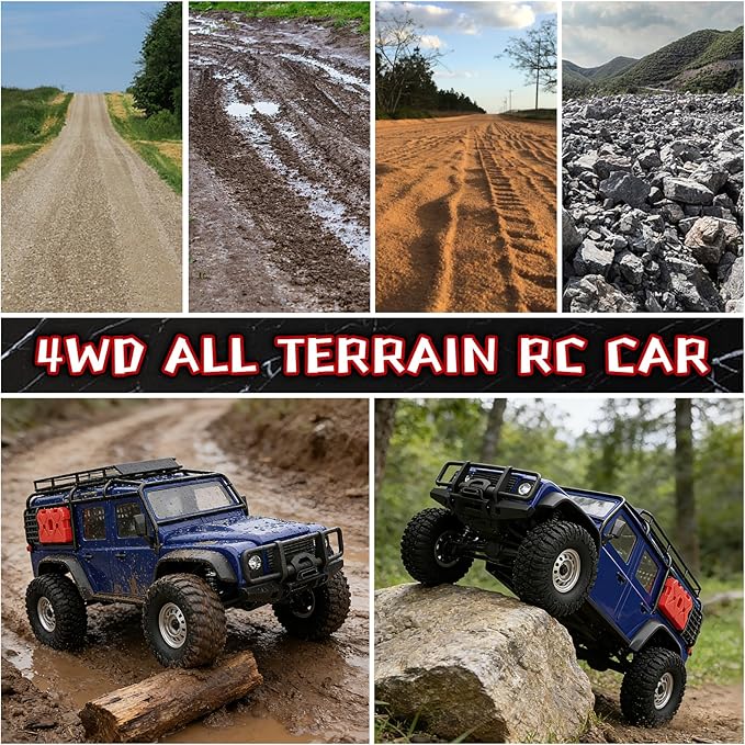 Cheerwing 1:18 Rock Crawler 2.4Ghz Car 4WD Off Road RC Monster Truck with Two-Speed Gearbox Hobby RC Car for Adults (Blue)
