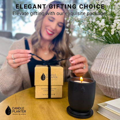 Matani Concrete Cement Candle Planter - Aromatherapy Soy, Dual Purpose Jar Gift (Black Sandalwood)