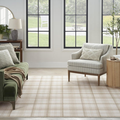 Nourison Home Grafix Ivory Beige 3'9" x 5'9" Area Rug - Easy Clean, Non Shedding, Bed Room, Living Room, Dining Room, Kitchen (4' x 6')
