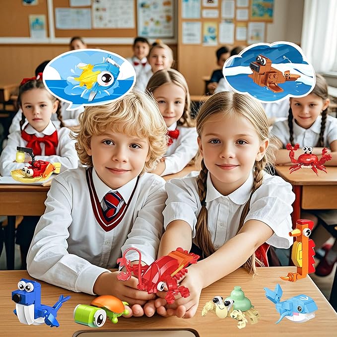 36 Pack Party Favors for KidsMini Ocean Animals Building Blocks Set Prize box toys for kids Classroom Easter Birthday Christmas Goodie Bag Fillers Creative STEM Building Toys for Ages 6-12