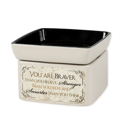 Elanze Designs You are Braver Stronger Smarter Electric 2 in 1 Jar Candle and Wax Oil Warmer