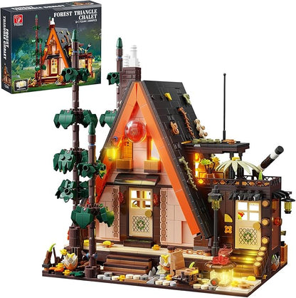 Wood Cabin Building Blocks Set with LED Lights1800 PCS Wooden Forest House Building ToysSTEM Treehouse Construction ModelBirthday Gift for Adults Teens Boys Girls Age 8-12