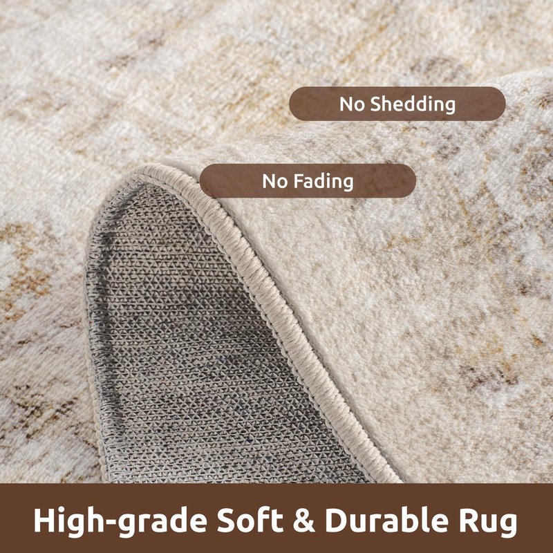 AMOAMI-4X6 Area Rugs for Living Room -Soft Vintage Bedroom Rugs-Non Slip Washable Rug-Throw for Living Room Bedroom Bedside Dining Room Office Beige