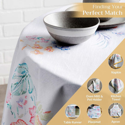Maison d' Hermine Table Cloth Round Table 100% Cotton 63 Round Inches Tablecloth Reusable Decorative for Dining Kitchen Room Farmhouse Home Gifts for Mothers Day Spring Summer - Paradise Island