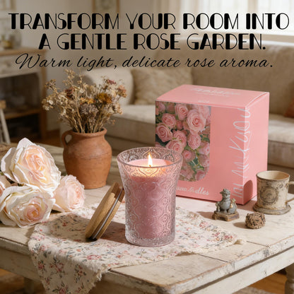 HAVITI Rose Scented Candle, Soy Jar Candles Gift Women,8 OZ Aromatherapy Pink Candles for Galentines Valentines Mother's Day, Bridal Shower, Home Decor