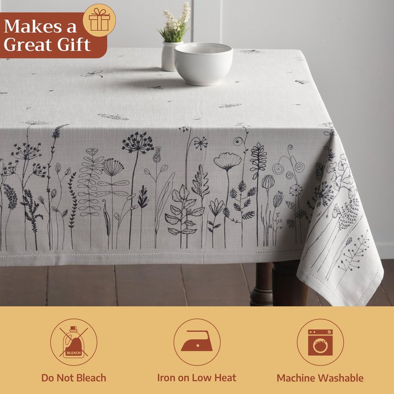 Maison d' Hermine Table Cloth Rectangle Table 100% Cotton 60 x 120 Inches Tablecloth Reusable Decorative for Dining Kitchen Room Farmhouse Home Gifts for Mothers Day Spring Summer - Flore
