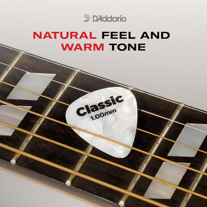 D'Addario Celluloid Guitar Picks - Guitar Accessories - Guitar Picks for Acoustic Guitar, Electric Guitar, Bass Guitar - Natural Feel, Warm Tone - Assorted, Medium 0.70mm, 10-pack
