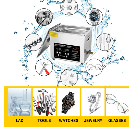 ACMESONIC Ultrasound Cleaning Machine 10L Digital Ultrasonic Parts Cleaner with Timer 40kHz SUS 304 Stainless Steel Lab Sonic Cleaner for Professional Tools,Metal Parts,Jewelry,Eyeglasses
