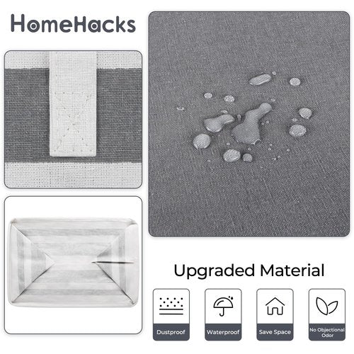 HomeHacks 2 Pack Large Laundry Baskets, Waterproof, Freestanding Laundry Hampers, Collapsible Clothes Hamper with Reinforced Handles in Laundry, College Dorm, Bathroom, Bedroom (Grey+Pink, 88Lx2)