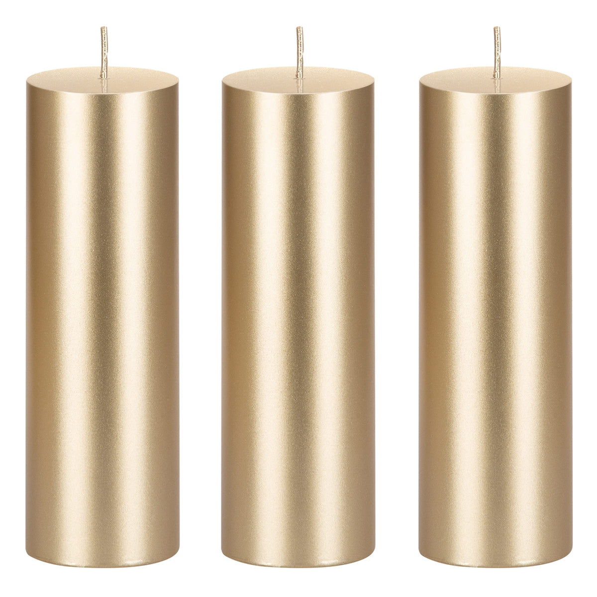 Mega Candles 3 pcs Unscented Solid Gold Pillar Candles, Hand Poured Premium Wax Candle 2 Inch x 6 Inch, Home Décor, Spas, Weddings, Occasions, Party, Centerpieces, Holidays, Vigils, Prayers