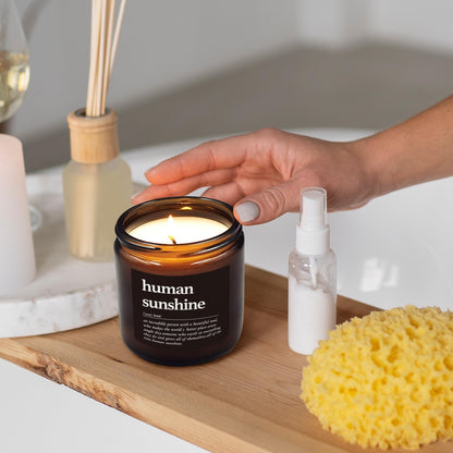 HIWX Human Sunshine Scented Candle - Appreciation Gifts for Teachers, Coworkers - Inspirational Soy Jar Candle Gift Holders - Lavender Scented 8oz