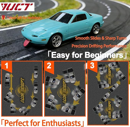 YUCT LDRC LD1804 1/18 Scale RWD RC Drift Car for Adults - 2.4GHz LDRC Drift Car with Gyro 3 Batteries Pop-up Light