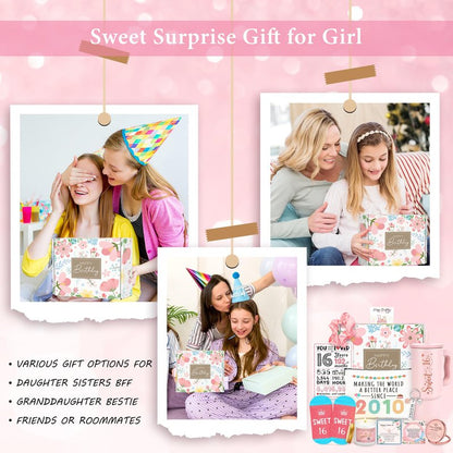 Sweet 16 Gifts for Girls Happy 16th Birthday Gifts for Girls Sweet Sixteen Gift for 16 Year Old Girl Trendy 2026 Pink 16 Year Old Girl Birthday Gift Ideas 16th Decoration for Granddaughter, Daughter