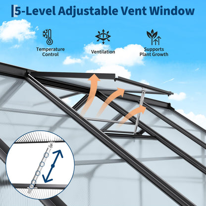 Greenhouse, 6x8 FT Greenhouse for Outdoors, Walk-in Green House with Ground Nails and Vent Windows, Sliding Lockable Door, Green Houses for Outside Garden Backyard, Patio