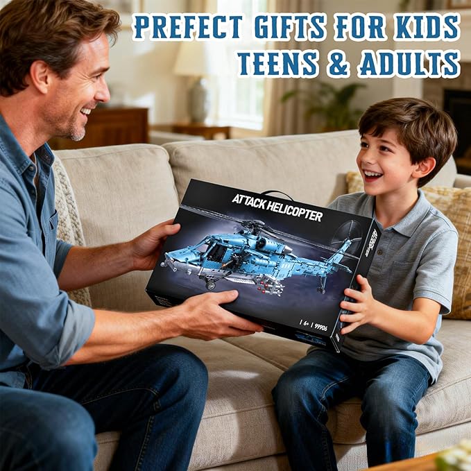 Military Helicopter Building Blocks Set 1521PCS Army Airplane Bricks Model–Air Force Utility Helicopter Toy with Rotating Blades Detailed Cockpit Tactical Gear–Collectible Gift for Boys Teen Adults