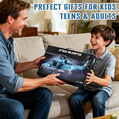 Military Helicopter Building Blocks Set 1521PCS Army Airplane Bricks Model–Air Force Utility Helicopter Toy with Rotating Blades Detailed Cockpit Tactical Gear–Collectible Gift for Boys Teen Adults