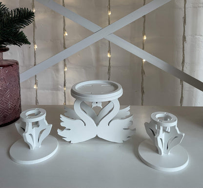 Magik Life Wooden Unity Candle Holder – Solid Triple Candle Stand – Handcrafted from Natural Wood – Painted in Safe Premium White Finish – Fits 2 Taper (0.80”) & 1 Pillar Candle (3”)