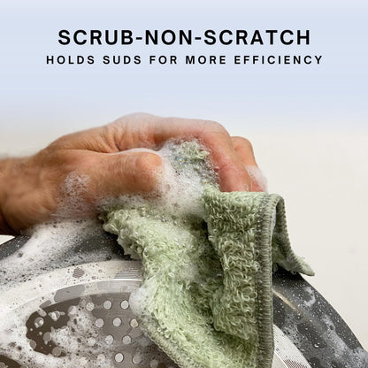 Whiffkitch Dishcloths Dishrags for Kitchen and Household Cleaning 6x7 6-Pack Non-Scratch 2-Ply Weave, Rayon Derived from Bamboo, Absorbent, Washable, Long-Lasting