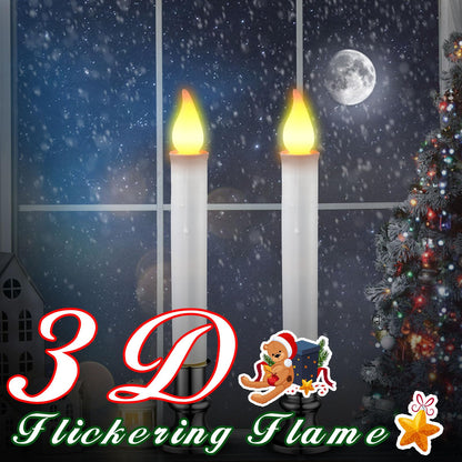 Baquler 8 Pcs Christmas LED Window Candles with Sensor Dusk to Dawn Light Sensor 9.37 Inches Cordless Flameless Battery Taper Candles with Flickering Amber Flame for Xmas Home Decor(Silver)